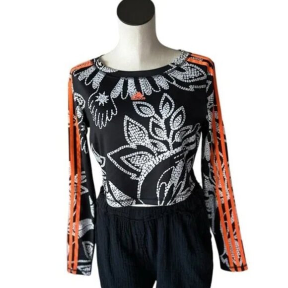 NWOT adidas X FARM Rio Crop Long Sleeve Shirt | Black X Small - Picture 5 of 7